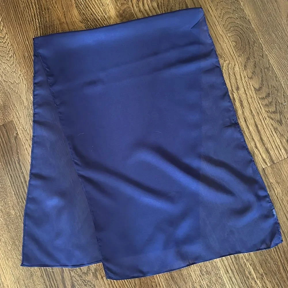 Vintage Dark Navy Blue Sheer‎ Polyester Scarf